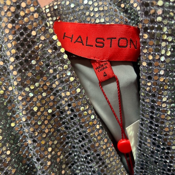 Halston Silver Sequin Halter Dress - Picture 6 of 7